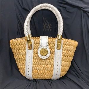 Michael Kors Straw and Ivory Leather Handbag